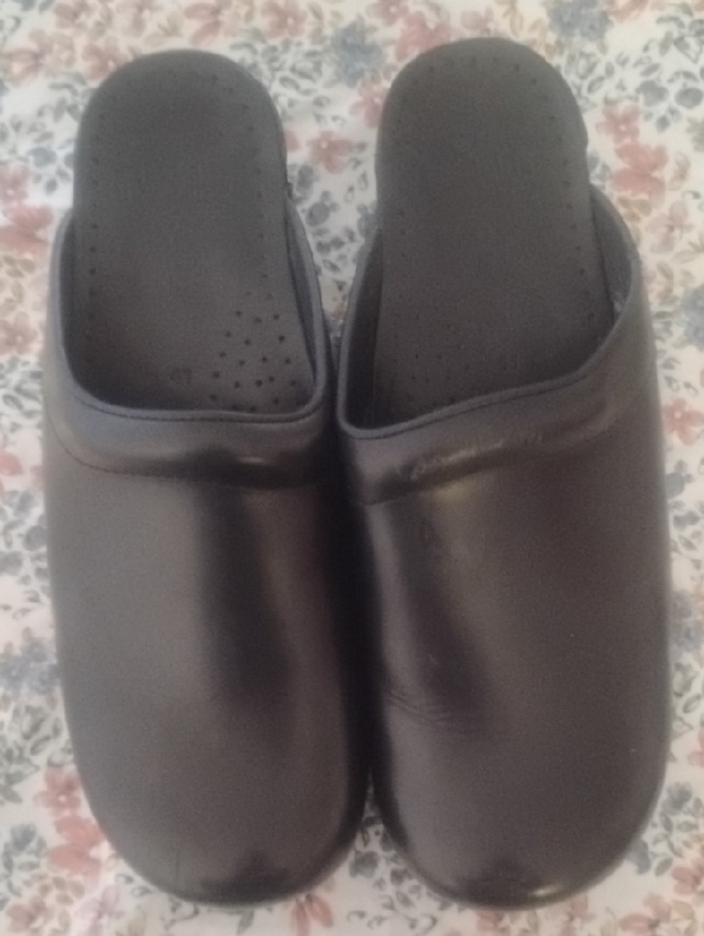 Dansko Black Leather Slip-On Clog